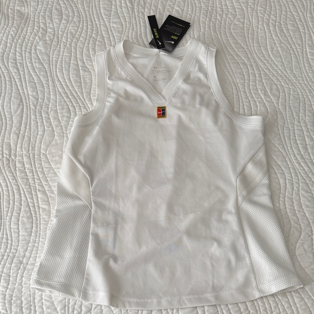 Nike White Women's V-Neck Court/Tennis Tank Top